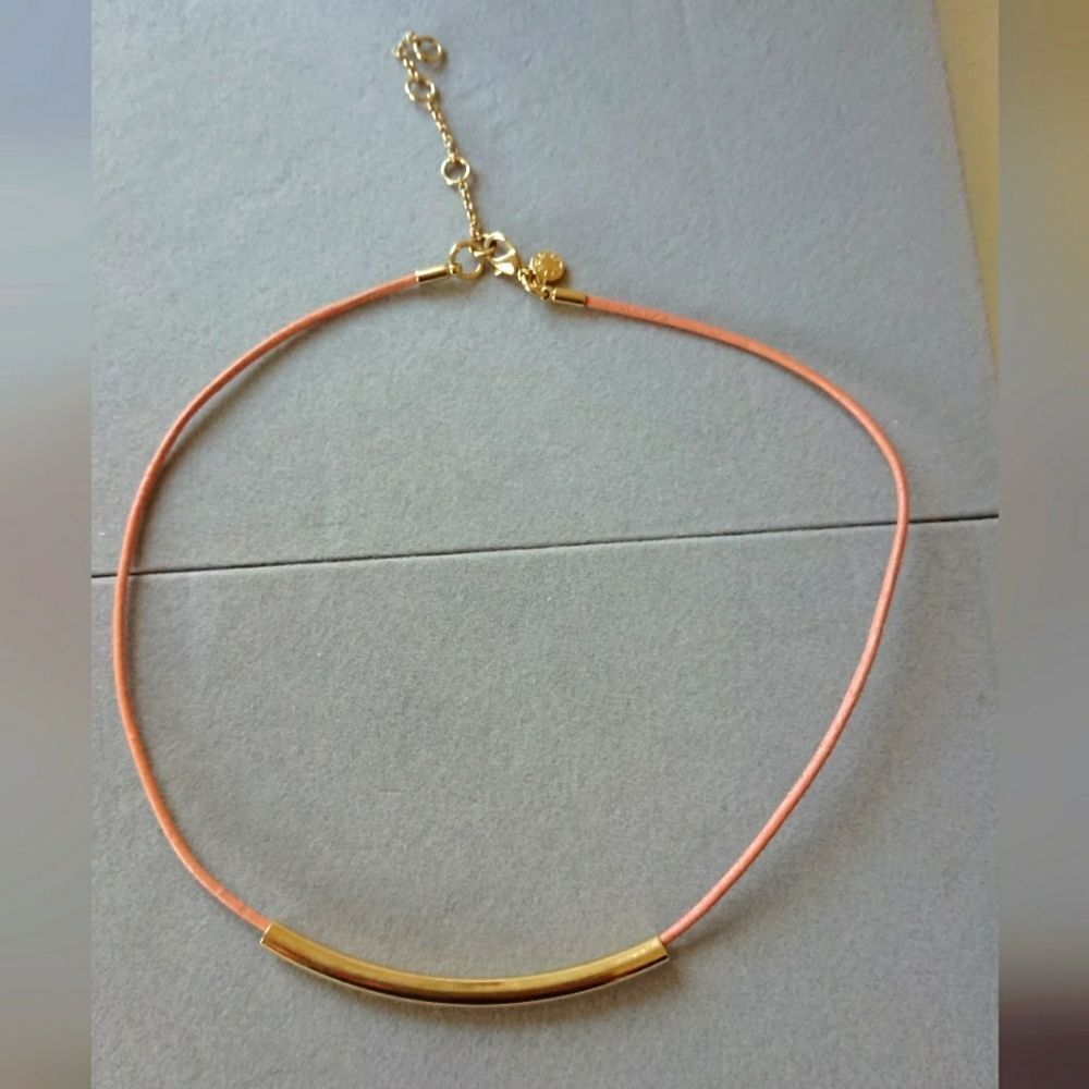 J. Crew Arched Bar On Leather Choker Necklace